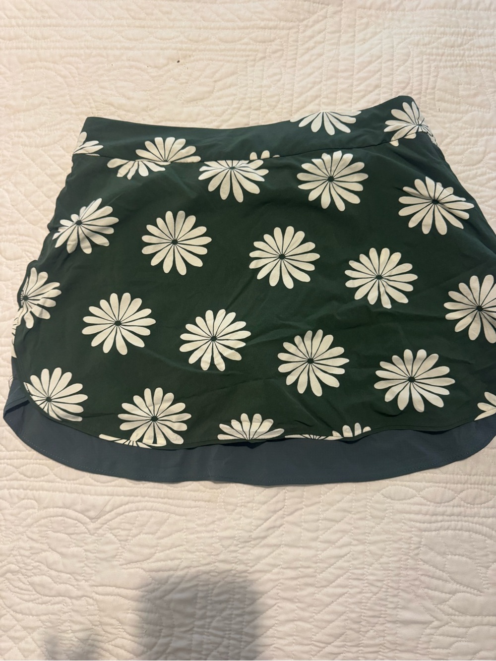 Outdoor Voices Green Skirt with White Daisy Print